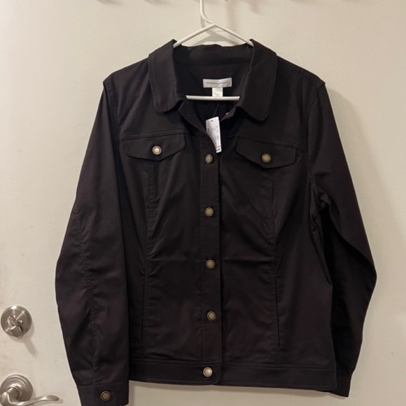 Christopher & Banks Womens Brown Collared Button Down LS Shirt Shacket Sz L - Picture 3 of 10